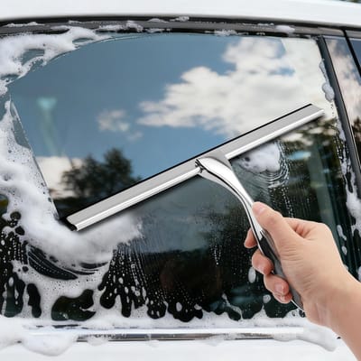 wlich Douchewisser, trekker, douche, roestvrij staal, 12 inch, streepvrije raamwisser voor douche met houder, raamwisser voor badkamer, raam, spiegel, autoruiten