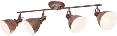 Plafondlamp 4 spots Spotstrip Spotlight verplaatsbaar Spotlight plafondlamp, roest metaal, 4x E14 stopcontacten, LxBxH 80x15x20 cm
