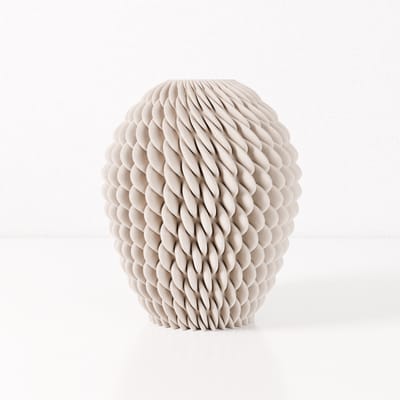 Fleuriek vaas CHLOE - Beige H30 cm - Ronde designvaas met bijzonder reliëf - Unieke vaas voor een modern interieur - Bolvaas voor tafel of dressoir