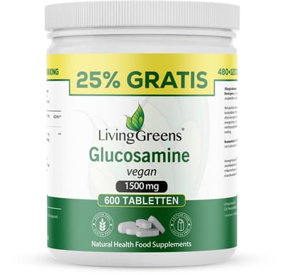 Livinggreens Glucosamine vegan voordeelverpakking 600 Tabletten