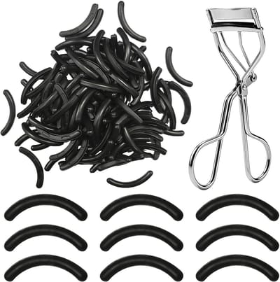 100 Stuks Navulling voor Wimperkruller, Zachte Silicone Kussentjes voor Perfecte Wimperkrulling, Rubberen Vervangingsstrips in Zwart
