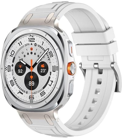 Siliconen bandje - geschikt voor Samsung Galaxy Watch Ultra (47mm) / Ultra 2025 (47mm) - armour bandje met gespsluiting - wit
