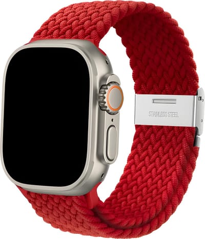 Innerlight® Nylon+ - Rood Geweven - 38/40/41mm - Nylon bandje geschikt voor Apple Watch - Geschikt als Apple Watch bandje voor Series 1/2/3/4/5/6/7/8/9/10 42mm/11 42mm/SE