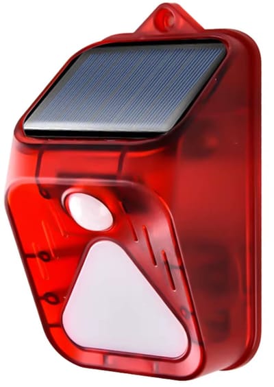 Solar Alarm Lamp Buiten met Bewegingssensor – Waterdicht Beveiligingsalarm met Sirene, Flitslicht en Afstandsbediening voor Huis en Tuin - Rood