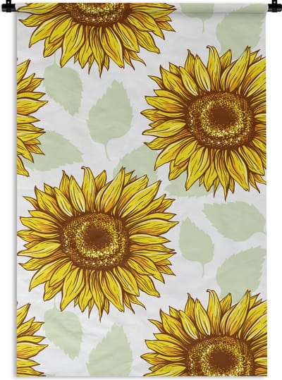 Wandkleed - Wanddoek - Zonnebloem - Patronen - Bloemen - 60x90 cm - Wandtapijt