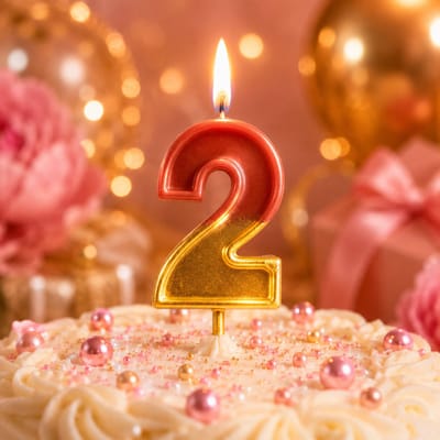 Verjaardagstaart kaarsjes – Cijfer 2 - Cijferkaars Retro - rood goud - Happy Birthday kaars – verjaardags kaars – gekleurd kaarsje – taartdecoratie – feest - taartversiering – feestartikel – verjaardagscadeau - taartaccesoires