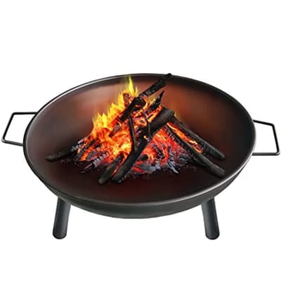 Damenzo - Vuurkorf - Vuurschaal - Vuurkorf voor buiten - Tuin - Terras - Diameter 58 centimeter - Met handvaten - Metaal - Zwart