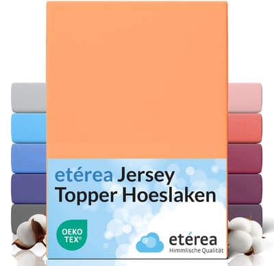 etérea Topper Jersey Hoeslaken 90x200 - 100x200 cm Oekotex Made in Green - 100% katoen - Perzik