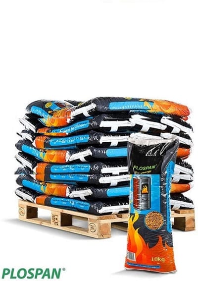 Plospan Houtpellets "wit" (naaldhout) ENplus A1, DINplus A1, Better Biomass 36 zakken a 10 kg