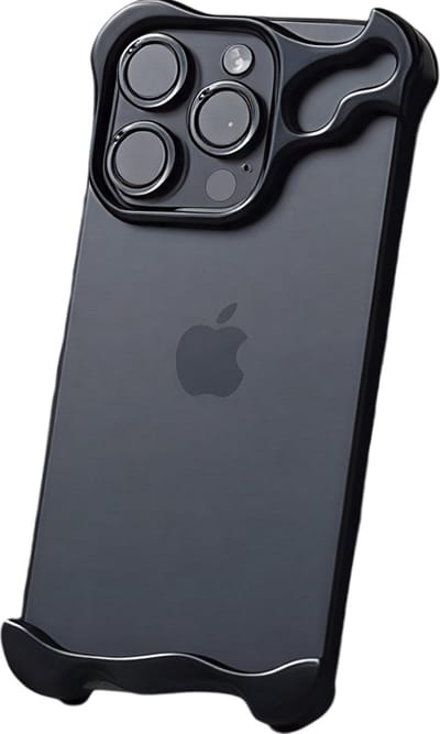 Hoogwaardige, onregelmatig gevormde aluminium hoes, geschikt voor iPhone 17 - Metalen cover - Zwart - Lensbescherming met beschermfolie - Sterke, schokbestendige rand - Stijlvolle en duurzame telefoonbescherming