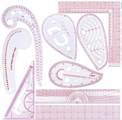 Naai Liniaal Set - Meet Linialen - Kleding Ontwerpen - 9 Verschillende Stijlen - 7-12 Inch - Roze