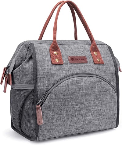 Koeltas - Isolatietas Picknicktas - Eten en Drinken Koel Houden - Waterafstotend Oxford Materiaal - 26x28x15 cm - Zwart Grijs