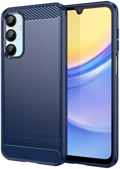 Geborsteld TPU Hoesje Geschikt voor Samsung Galaxy A16 | Beschermhoes | Back Cover | Flexibel TPU | Stijlvol Carbon | Dun | Blauw