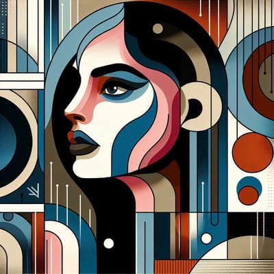 Modern vrouw schilderij | Vrouw in de moderne kunst: een meesterwerk van schoonheid | Kunst - 30x30 centimeter op Dibond | Foto op Dibond