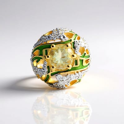 Cavill - Elegante Ring - 925 Sterling Zilver - 1,62 ct Braziliaanse Groene Amethist & 1,13 ct Zirkonia - Ronde Edelstenen met Certificaat