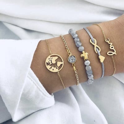 Sorprese armband - Turtle - goudkleurig - armband dames - 5 delig - cadeau - Model C