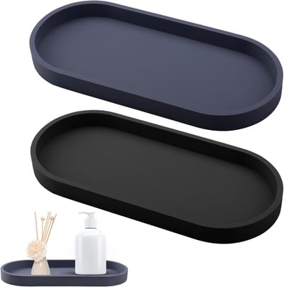 Set van 2 Silicone Badkuip Planken, Decoratieve Ovaal Tray voor Sieraden, Woonkamer en Keuken (11 x 25 cm)