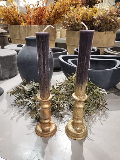 Brynxz collections - Kaars - Kaarskandelaar - Set 2 stuks - Dinerkaars - Black - Fading - Gold - 28cm