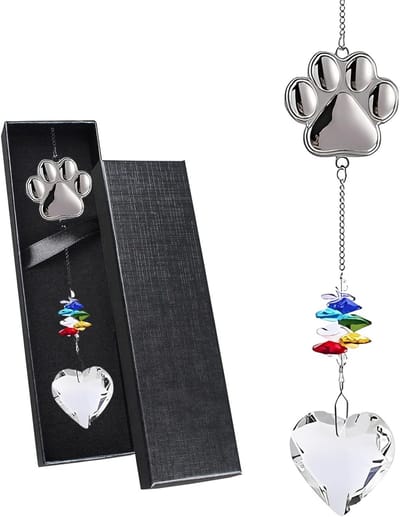 Unieke kattenpoot zonvanger met kristallen hart hanger, decoratieve zonvanger voor raam, sfeervolle kristallen decoratie