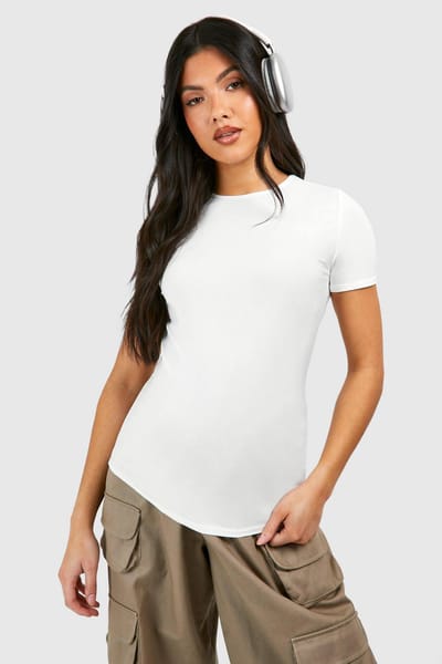 boohoo Dames Zwangerschaps Soft Touch T-shirt met ronde hals | Wit | Maat: 36