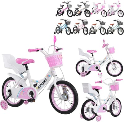 Stevige Kinderfiets met Mand en Zijwielen, Verkrijgbaar in 12, 14 en 16 Inch