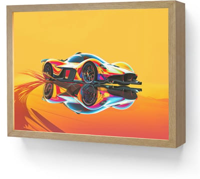 Nachtlampje 40x30 cm - Kinder lamp - Auto - Race - F1 - Jongens - Geel - Rood - Tafellamp kinderkamer draadloos - Slaapkamer lampje - Bedlamp kinderen - Kinderlampje - Wandlamp babykamer - Nachtlampjes