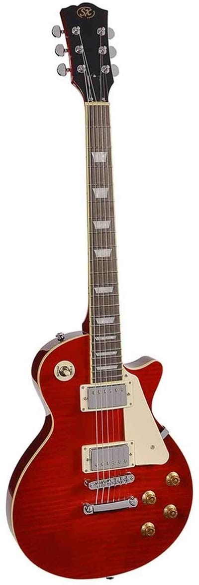 Elektrische gitaar - SX EF3D-TWR - LP Standard-stijl - Set Neck - 2x Humbucker - Flamed Maple Top - Transparant Wine Red
