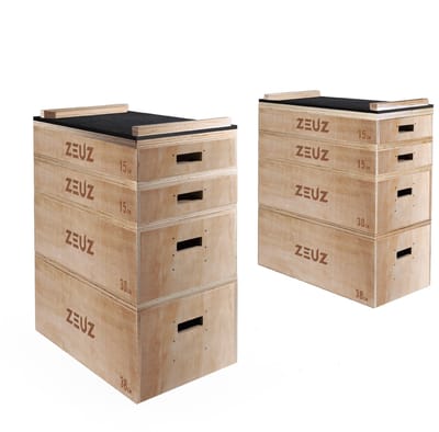 ZEUZ Houten Stapelbare Jerk Blokken Set – Blocks voor CrossFit, Weightlifting, Fitness & Gewichtheffen – 98 CM Hoog