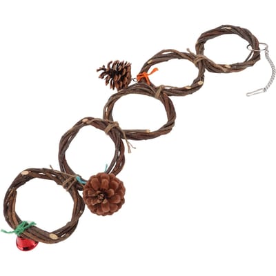 Papegaai Ring Speelgoed Veilig Handgebreid Ophangbaar Vogel Ring Schommel Speelgoed met Haak voor Vogels Papegaaien 5 Ringen black