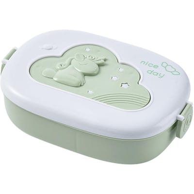 Draagbare Kinder Lunchbox Met Vak Voedselcontainer Plastic Draagbaar Picknick Bento Kantoor Eten Fruit Snackdoos Schattige Thermos white