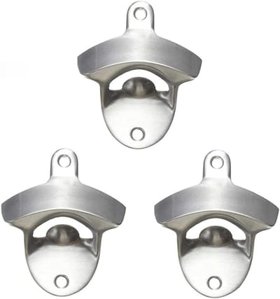 SnelShoppen - 3 Stuks Wand Flessenopener - RVS Vintage Stijl Flessenopener voor Thuis, Keuken, Bar en Restaurant - Roestvrij en Duurzaam