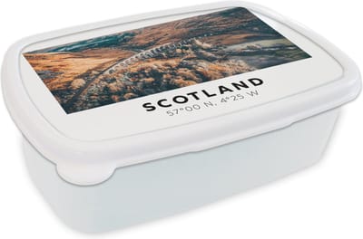 Broodtrommel Wit - Lunchbox - Brooddoos - Schotland - Uitzicht - Rivier - 18x12x6 cm - Volwassenen