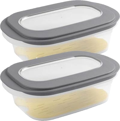 Sigma Home Kaasdoos - 2x - transparant/donkergrijs - kunststof - 26 x 17 x 8 cm - voedsel bewaarbakjes