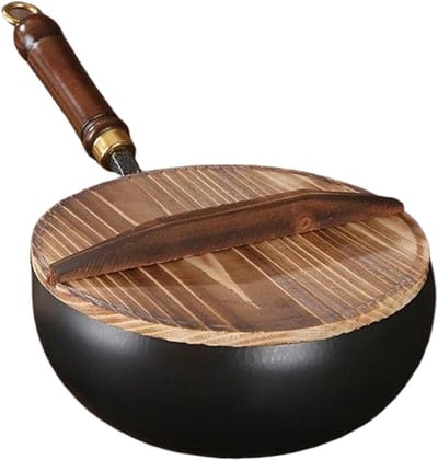 Antiaanbak koekenpan - Keuken kookgerei - Gezond koken - Puuroijzeren constructie - 24 cm - Zwart
