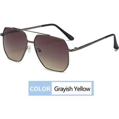 Nouveaux Lunettes de Soleil Style Double Pont Tendance Style Vintage Pour Hommes Miroir Grenouille Loisir Conduite Pêche Affaires Lunettes de Soleil Uv400 Gold