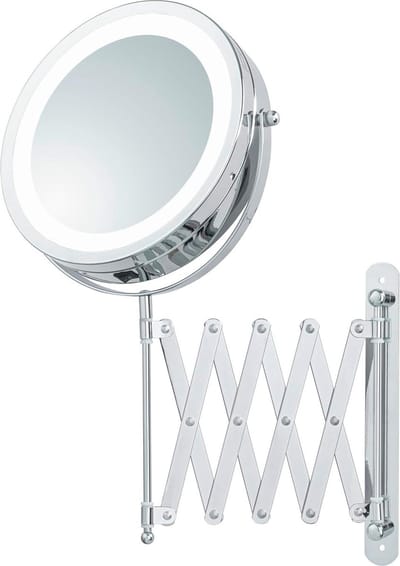 Led-cosmeticaspiegel vergrotingsspiegel - wandmontage, telescopisch, uittrekbaar - batterij (5x) met Melfi