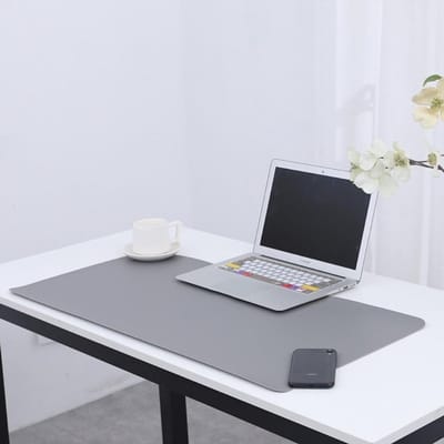 Multifunctionele Donkere Grijze Bureau Mat, Leer Muismat, Antislip Bureau Ondergrond voor Kantoor en Thuis, 60 x 30 cm