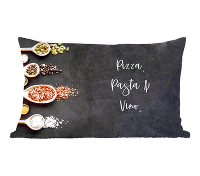 Sierkussens - Kussentjes Woonkamer - 60x40 cm - Pizza. Pasta & Vino. - Quotes - Eten - Specerijen - Spreuken
