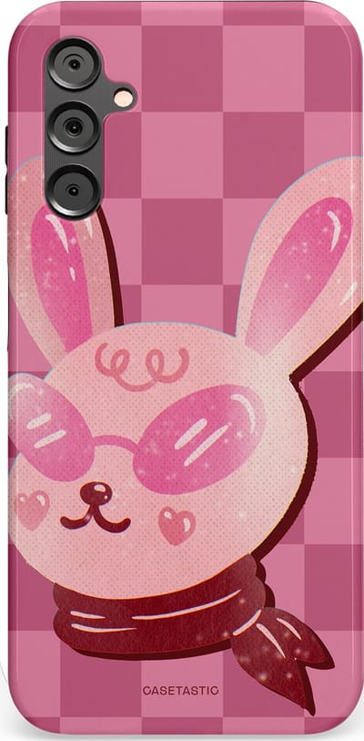 Casetastic Hoesje Geschikt voor Samsung A14 (5G/4G) - Stijlvolle Beschermende Duo-layer Case - Luxe konijntje