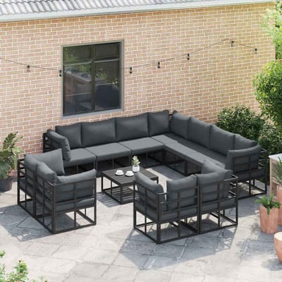 vidaXL - Tuinbank - Set - 12 - st - Zwart - Aluminium