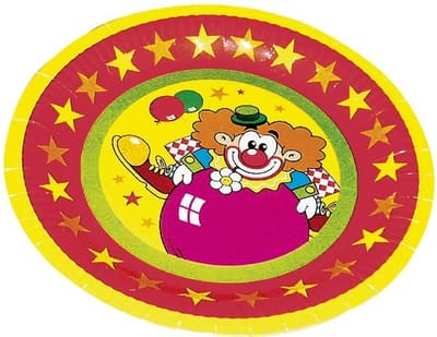 Feestborden Clown 23 Cm 8 Stuks