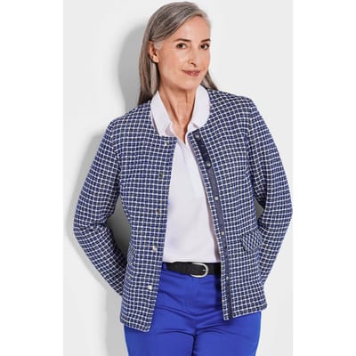 Jasje in ruit-look - koningsblauw / wit / gedess. - Gr. 38 van Goldner Fashion