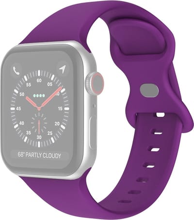 Siliconen bandje - geschikt voor Apple Watch 1/2/3/4/5/6/7/8/9/10/11/ SE (1,2,3) met maat 38 mm / 40 mm / 41 mm en 42 mm (Watch 10/11) - maat S/M - paars