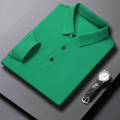 Heren effen poloshirt lange mouw heren lente en herfst eenvoudig casual alles-match revers lange mouw top heren XXXXL blue