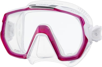 TUSA Freedom Elite – Premium snorkelmasker & duikbril met single lens, breed gezichtsveld en Freedom Technology – Transparant/Roze – M1003 BP