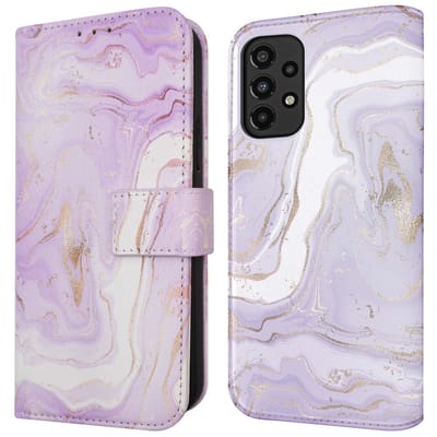 imoshion Hoesje - Geschikt voor Samsung Galaxy A33 - Design Bookcase smartphone - Purple Marble