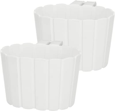 KOTARBAU® Bloembak voor Balkon met Houder - Balkon Plantenbak 20x14x13 cm 2 Stuks - Balkonbak - Balkonbloembak met Beugel - Kunststof Balkonbak - Plantenbak Buiten - Wit
