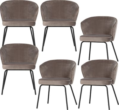 WOOOD Admit Eetkamerstoelen - Fluweel - Khaki - Set van 6