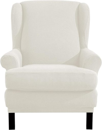Elegante Jacquard Stoelhoezen voor Relaxstoelen - Elastische Stretch Covers in Crème Wit voor Armstoelen en Fauteuils