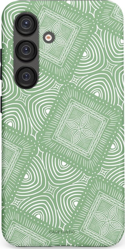 Casetastic Hoesje Geschikt voor Samsung S25 - Stijlvolle Beschermende Duo-layer Case - Groene Mandala